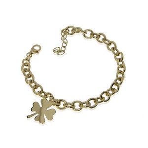 Bransoleta łańcuszkowa choker ze srebra pozłacaego pr.0,925 z koniczyną